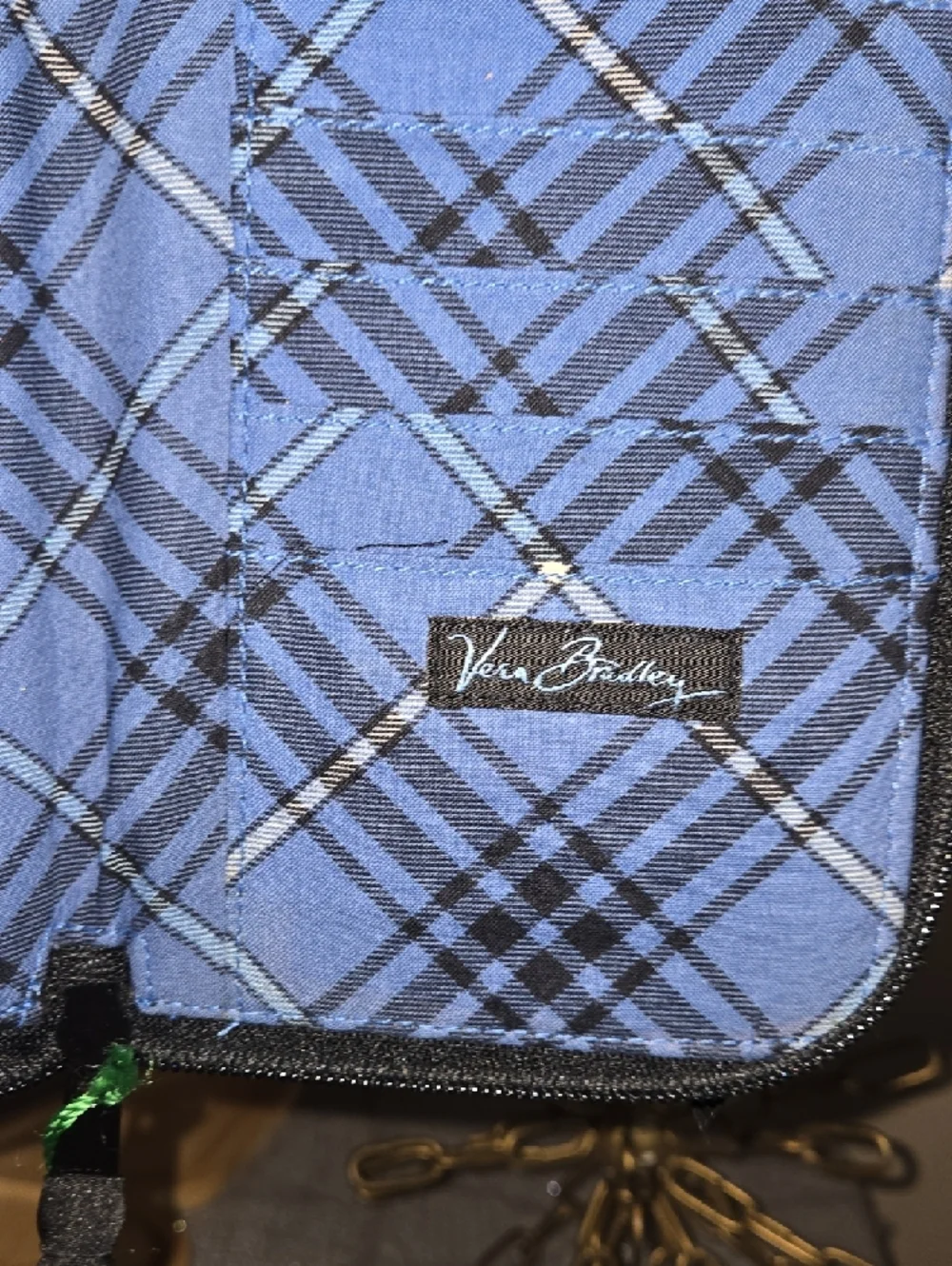 Vera Bradley Black and Blue Patterned Travel Organizer with Gold Chain Detail - Picture 5 of 13